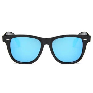 Svarta Wayfarer Solglasögon Blått Spegelglas