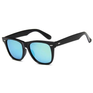 Svarta Wayfarer Solglasögon Guld Spegelglas