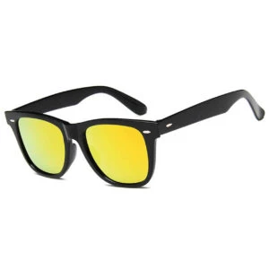 Svarta Wayfarer Solglasögon Rött Spegelglas