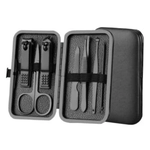 Svart Manikyrset 7 Delar - Nagelklippare Nagelkit Etui