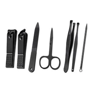 Svart Manikyrset 7 Delar - Nagelklippare Nagelkit Etui