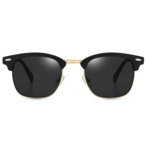 Mattsvarta Solglasögon Clubmaster Guld Svart Glas