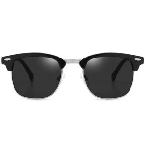 Mattsvarta Solglasögon Clubmaster Silver Svart Glas