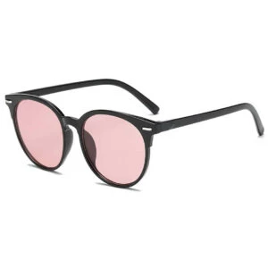 Runda Svarta Solglasögon Rosa Glas