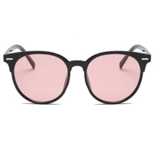 Runda Svarta Solglasögon Rosa Glas