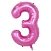 Enorm 102cm Sifferballong Rosa Metallic Nummer 3 Ballong