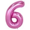 Enorm 102cm Sifferballong Rosa Metallic Nummer 6 Ballong