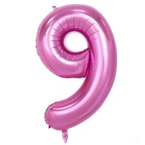 Enorm 102cm Sifferballong Rosa Metallic Nummer 9 Ballong