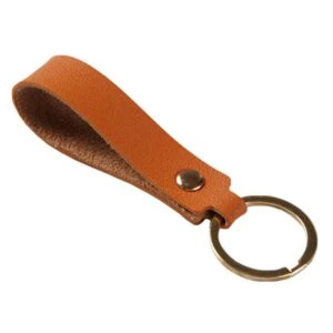 Handgjord Eco-läder Nyckelring Pu Läder Skinn Mörkbrun Guld