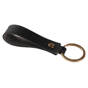 Handgjord Eco-läder Nyckelring Pu Läder Skinn Svart Guld