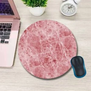 Mjuk Rund Musmatta Med Tryck Rosa Marmor 20cm
