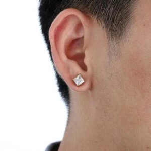 2-pack Magnetisk Piercing Fake Örhänge Fyrkantig Kristall Guld