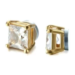 2-pack Magnetisk Piercing Fake Örhänge Fyrkantig Kristall Guld