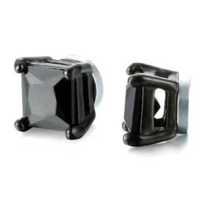 2-pack Magnetisk Piercing Fake Örhänge Kristall Svart