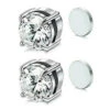 2-pack magnetisk piercing fake örhänge kristall svart