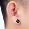 2-pack magnetisk piercing fake örhänge kristall svart