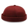Vinröd Docker Hat Keps Rullad Skärm Mössa Beanie Sotarmössa