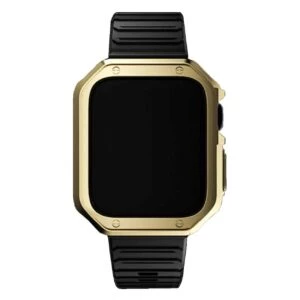 Apple Watch 38/40/41mm Svart Armband + Tpu Skal Bumper Guld