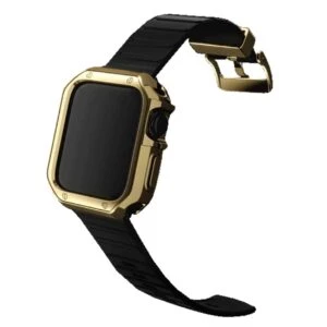 Apple Watch 38/40/41mm Svart Armband + Tpu Skal Bumper Guld