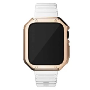 Apple Watch 38/40/41mm Vitt Armband + Tpu Skal Bumper Roséguld