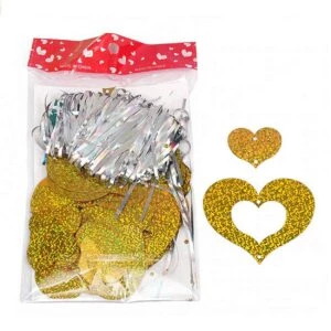 Glitterdraperi Med Hjärtan Metallic Guld