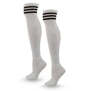 Randiga Knästrumpor Grå Svarta Ränder - Höga Strumpor