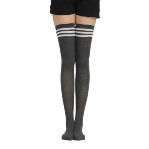 Randiga Knästrumpor Rosa Vita Ränder - Höga Strumpor