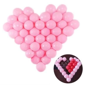 Rosa Ballonghjärta - Ballongnät Hjärtformad Med Rosa Ballonger