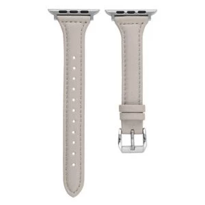 Apple Watch 42/44/45 Läderarmband Grå Slim