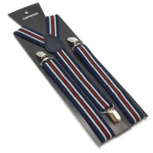 Smala Randiga Hängslen Med Klämmor 2,5cm - Blå Vit Grön Röd