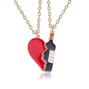 Vänskapshalsband Kompishalsband Brythjärta - Vinflaska & Hjärta