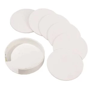 Vita Glasunderlägg Vit Pu-läder 6-pack Med Hållare