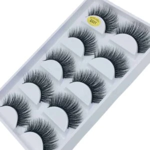 5-par Lösögonfransar - 3d Faux Mink - G601 Svart