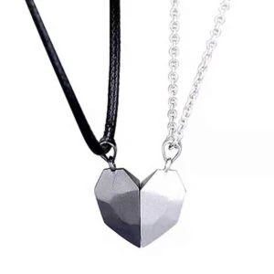 Parhalsband Magnetiskt Brythjärta - Svart Och Silver