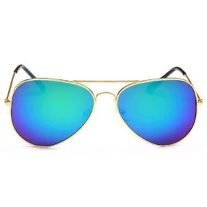 Solglasögon Pilot Guld Blå Spegelglas