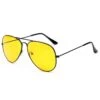Pilot solglasogon aviator svart med gult glas nightvision