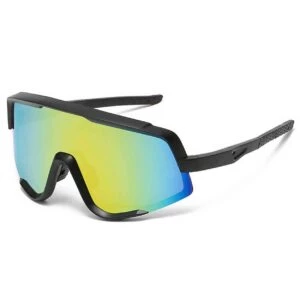 Sport Solglasögon Svart Guld Spegelglas