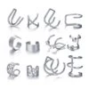 Fake Helix Piercing 12-pack Örhänge Ear Cuff Utan Hål Silver