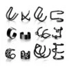 Fake Helix Piercing 12-pack Örhänge Ear Cuff Utan Hål Svart