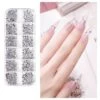 2000 rhinestone nageldekorationer kristall - olika storlekar i ask