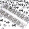 2000 rhinestone nageldekorationer kristall - olika storlekar i ask