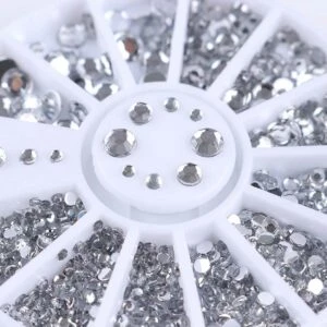 Nageldekor Rhinestone 4-storlekar Kristaller - Silver Clear
