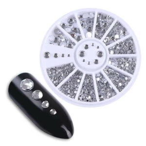 Nageldekor Rhinestone 4-storlekar Kristaller - Silver Clear