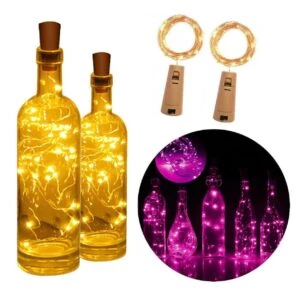 Flasklampa 2-pack - Ljusslinga För Flaskor Rosa