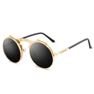 Uppfällbara Runda Solglasögon Guld