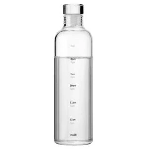 Glas Vattenflaska Med Tidsmarkör 500ml Genomskinlig