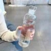 Glas vattenflaska med tidsmarkör 500ml genomskinlig