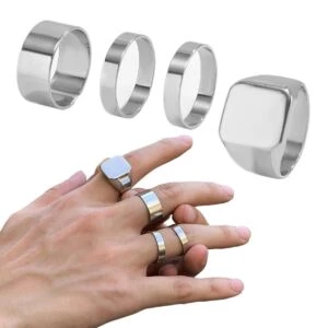 4-pack Släta Herringar - Ringar För Herr Silver