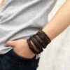 5-pack handgjorda läderarmband herrarmband brun