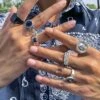 6-pack klackringar herringar - ringar för herr silver
